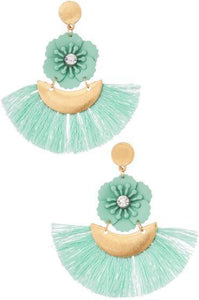 Flower Tassel Earrings - lunapearlboutique